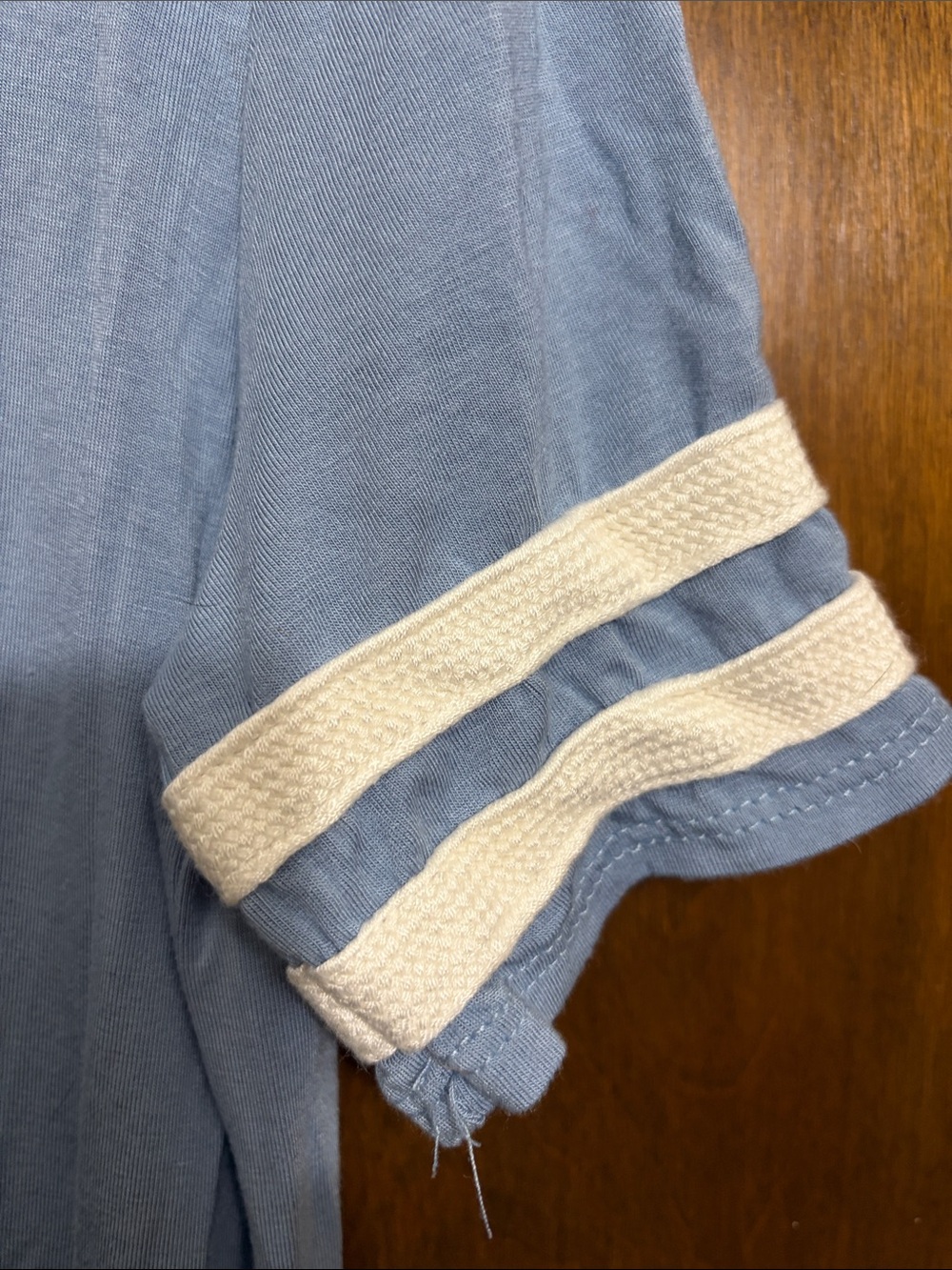 Beeson River Light Blue Short Sleeve Knot Tee with White Sleeve Stripes - Picture 5 of 6